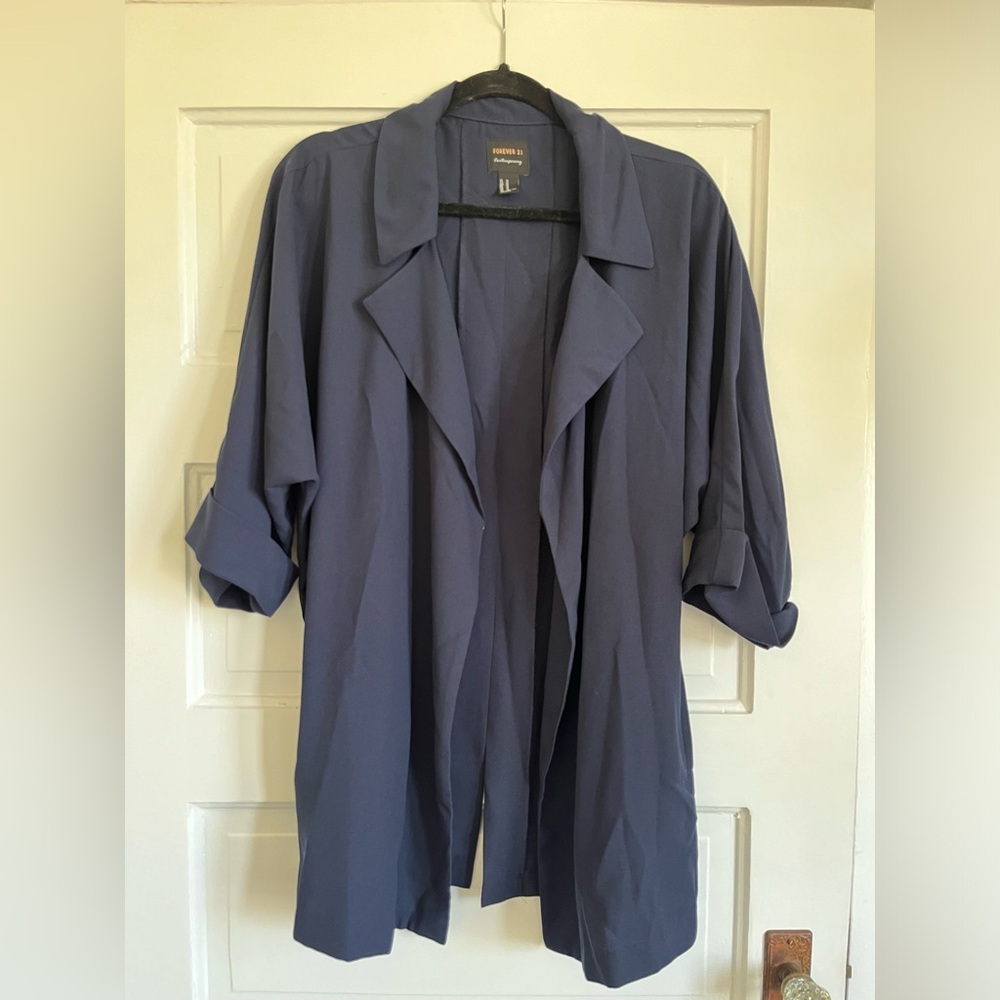 Forever 21 Women's Navy Trench Coat